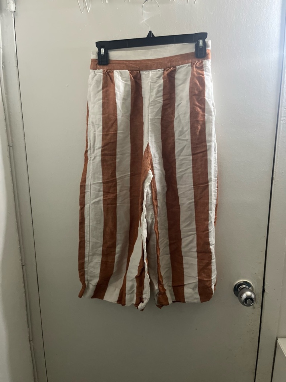 Madewell  Vertical Stripe Wide-Leg Pants in Rust and White